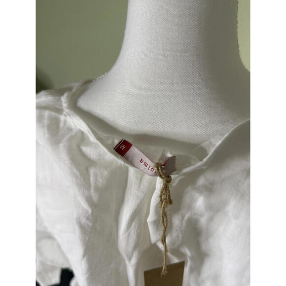 NWT! Dolma Elegant Layered Flowy White Button-Up Women's Blouse Size Medium - Picture 6 of 8